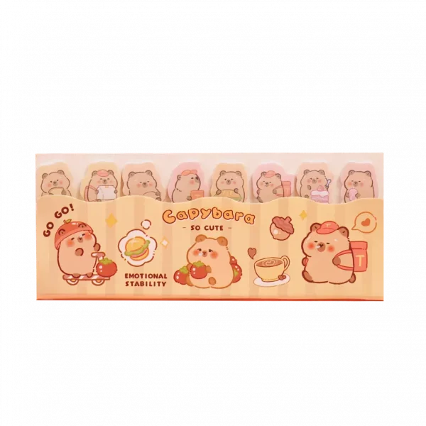 MUMUSO Sticky Index Tabs mit Capybara, beige/braun – praktische Notizmarker mit Tiermotiv für Büro und Schule.