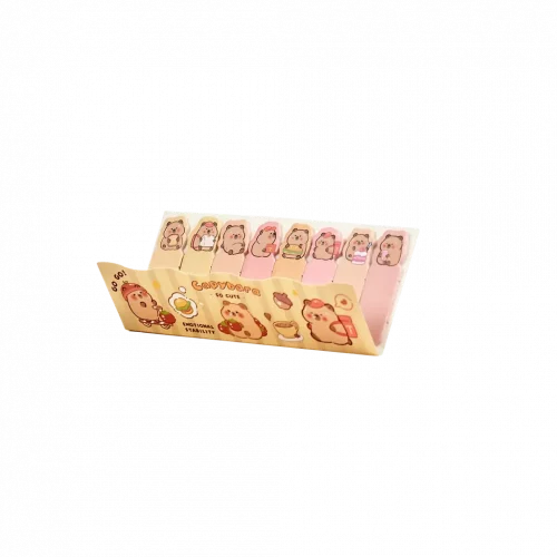 MUMUSO Sticky Index Tabs mit Capybara, beige/braun – praktische Notizmarker mit Tiermotiv für Büro und Schule.