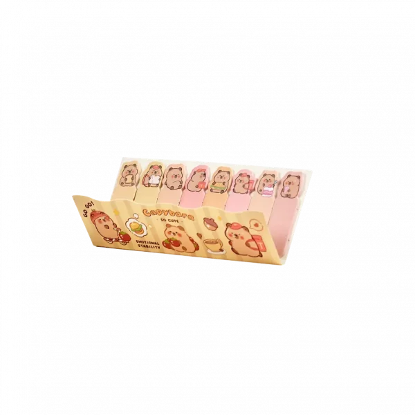 MUMUSO Sticky Index Tabs mit Capybara, beige/braun – praktische Notizmarker mit Tiermotiv für Büro und Schule.