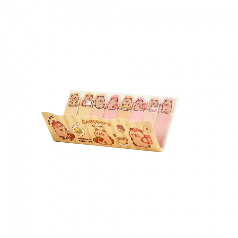 MUMUSO Sticky Index Tabs mit Capybara, beige/braun – praktische Notizmarker mit Tiermotiv für Büro und Schule.