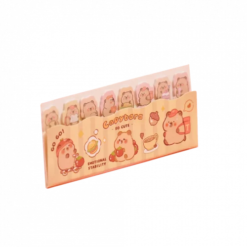 MUMUSO Sticky Index Tabs mit Capybara, beige/braun – praktische Notizmarker mit Tiermotiv für Büro und Schule.
