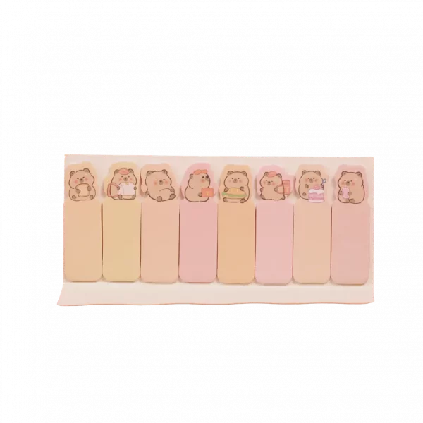 MUMUSO Sticky Index Tabs mit Capybara, beige/braun – praktische Notizmarker mit Tiermotiv für Büro und Schule.