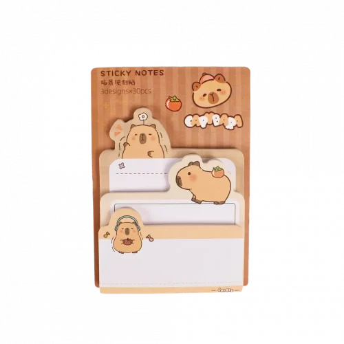 MUMUSO Sticky Notes mit Capybara, verschiedene Größen (Beige) – süße Haftnotizen für Notizen zuhause, Büro oder Schule.