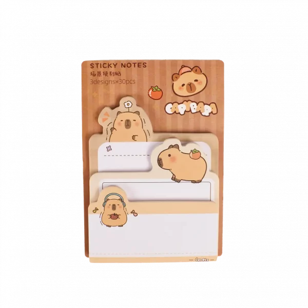 MUMUSO Sticky Notes mit Capybara, verschiedene Größen (Beige) – süße Haftnotizen für Notizen zuhause, Büro oder Schule.