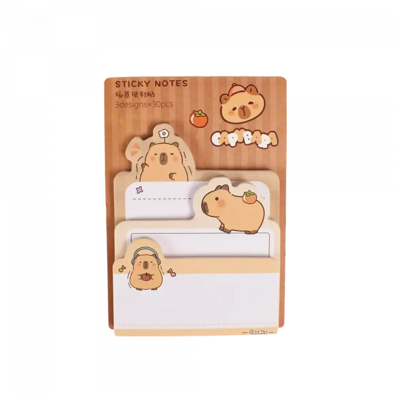 MUMUSO Sticky Notes mit Capybara, verschiedene Größen (Beige) – süße Haftnotizen für Notizen zuhause, Büro oder Schule.
