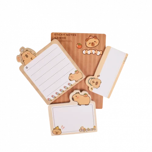 MUMUSO Sticky Notes mit Capybara, verschiedene Größen (Beige) – süße Haftnotizen für Notizen zuhause, Büro oder Schule.