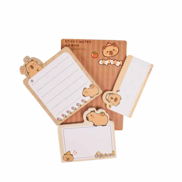 MUMUSO Sticky Notes mit Capybara, verschiedene Größen (Beige) – süße Haftnotizen für Notizen zuhause, Büro oder Schule.