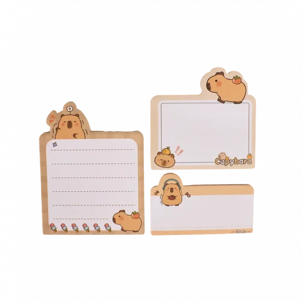 MUMUSO Sticky Notes mit Capybara, verschiedene Größen (Beige) – süße Haftnotizen für Notizen zuhause, Büro oder Schule.