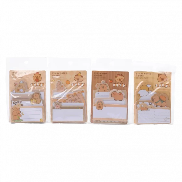 MUMUSO Sticky Notes mit Capybara, verschiedene Größen (Beige) – süße Haftnotizen für Notizen zuhause, Büro oder Schule.