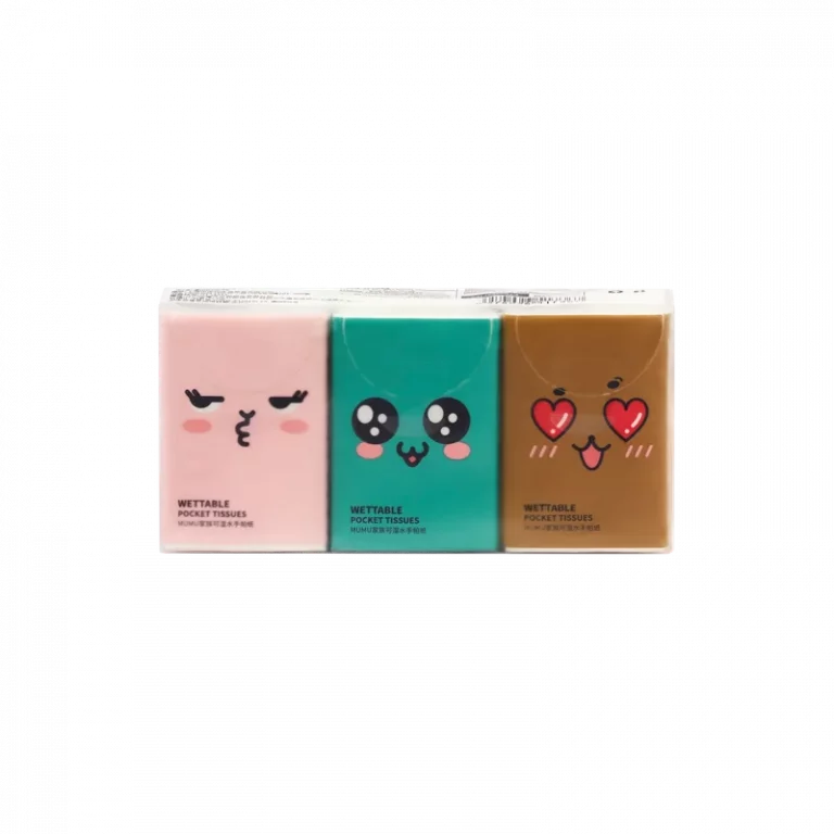 MUMUSO 6er-Pack Taschenfeuchttücher aus natürlichem Zellstoff, bunt mit Tier-Print, ideal für unterwegs und sanfte Reinigung.