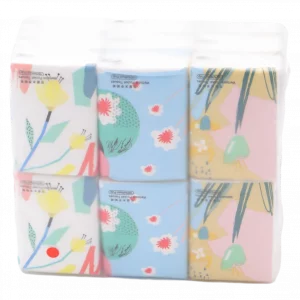 MUMUSO Taschentücher aus natürlichem Zellstoff, 18er-Pack, mit Blumenmustern, weich, ideal für unterwegs.
