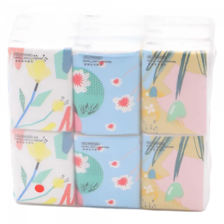 MUMUSO Taschentücher aus natürlichem Zellstoff, 18er-Pack, mit Blumenmustern, weich, ideal für unterwegs.