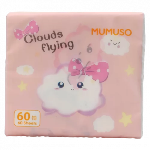 MUMUSO Taschentücher aus Rohholzpulpe, 60 Blatt (Blau) mit Cartoon-Wolke – weiche Papiertaschentücher für Kinder.