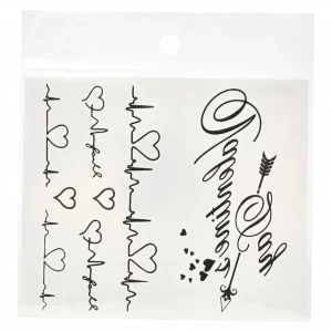 MUMUSO Tattoo-Sticker-Set mit Schriftzug-Print, schwarz/weiß – temporäre Tattoo-Sticker für Haut und Accessoires.