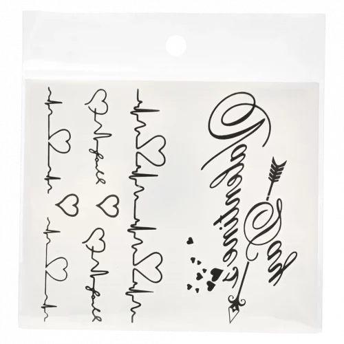 MUMUSO Tattoo-Sticker-Set mit Schriftzug-Print, schwarz/weiß – temporäre Tattoo-Sticker für Haut und Accessoires.