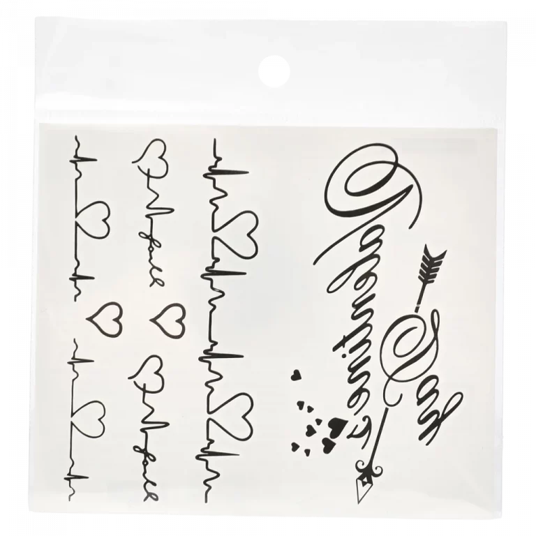 MUMUSO Tattoo-Sticker-Set mit Schriftzug-Print, schwarz/weiß – temporäre Tattoo-Sticker für Haut und Accessoires.