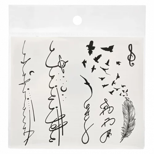 MUMUSO Tattoo-Sticker-Set mit Schriftzug-Print, schwarz/weiß – temporäre Tattoo-Sticker für Haut und Accessoires.