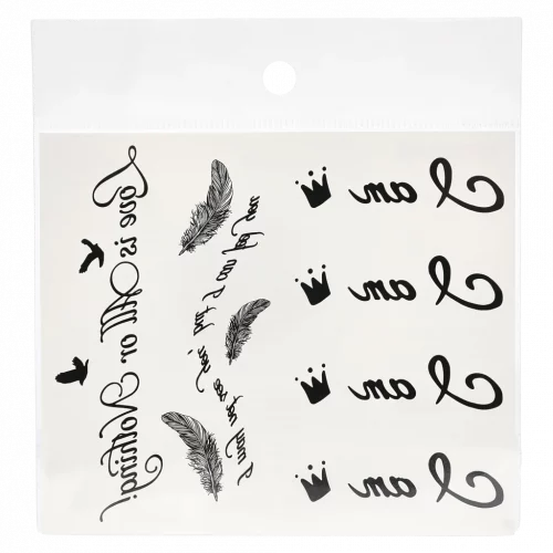 MUMUSO Tattoo-Sticker-Set mit Schriftzug-Print, schwarz/weiß – temporäre Tattoo-Sticker für Haut und Accessoires.