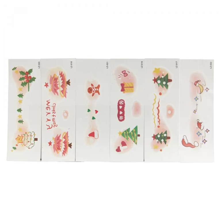 MUMUSO Gesichtstattoos Set mit Weihnachtsmotiven, 6 Bögen (mehrfarbig) – hautfreundliche temporäre Tattoos für Kinder.