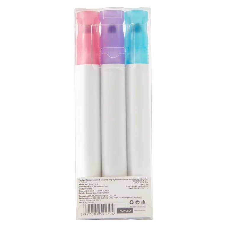 MUMUSO Textmarker 3er-Set in Morandi-Farben (Rosa, Lila, Blau) für Schule und Büro – Marker Set für farbiges Hervorheben.