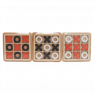 MUMUSO Tic-Tac-Toe Spielbrett aus Pappelholz, 14 cm – klassisches Kinderspiel, Holzspielbrett für Kinder ab 3 Jahren.
