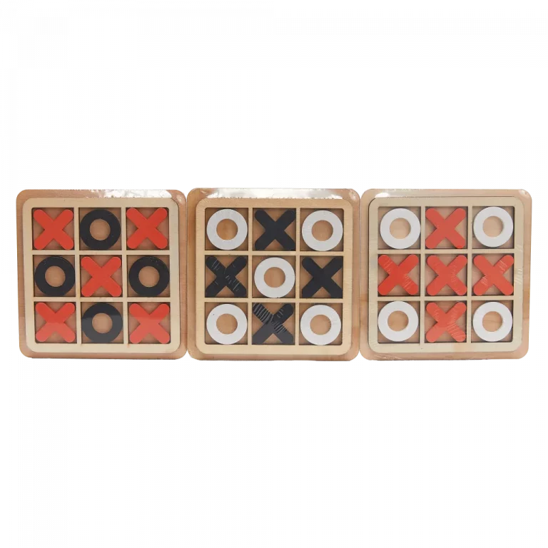 MUMUSO Tic-Tac-Toe Spielbrett aus Pappelholz, 14 cm – klassisches Kinderspiel, Holzspielbrett für Kinder ab 3 Jahren.