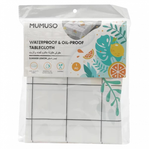 MUMUSO Tischdecke PEVA, wasser- und ölabweisend, mit Zitronen-Print – pflegeleichte Tischdecke für Küche, Sommer.