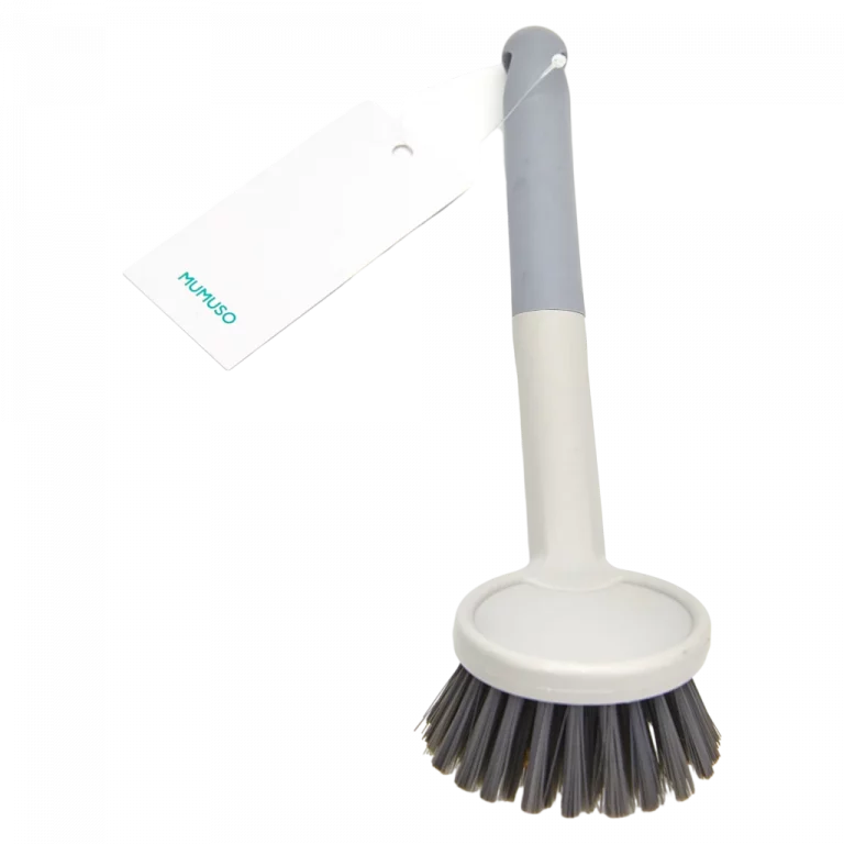 MUMUSO Topfbürste mit langem Griff für Töpfe und Pfannen aus Polypropylen und Nylon in Grau – praktische Küchenbürste.