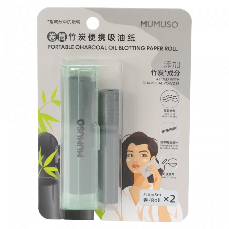 MUMUSO Gesichts-Ölpapier-Rolle mit Aktivkohle für unterwegs – praktisches Beauty Tool gegen Hautglanz, ideal für Mischhaut.
