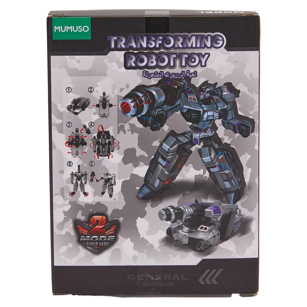 mumuso_transformierbarer_roboter-tank_abs-pp_grau_2.webp MUMUSO Roboter-Spielzeug, transformierbarer Roboter-Tank aus ABS/PP für Kinder, Modellspielzeug in Grau.