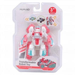 MUMUSO Roboter-Spielzeug für Kinder aus ABS, transformierbar in Fahrzeug, farbig dominierend Rot, kreatives Kinderspielzeug.