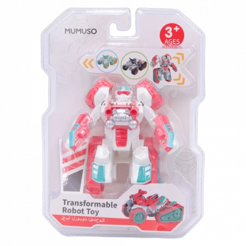 MUMUSO Roboter-Spielzeug für Kinder aus ABS, transformierbar in Fahrzeug, farbig dominierend Rot, kreatives Kinderspielzeug.