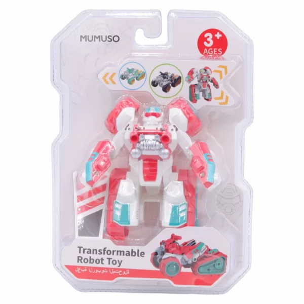 MUMUSO Roboter-Spielzeug für Kinder aus ABS, transformierbar in Fahrzeug, farbig dominierend Rot, kreatives Kinderspielzeug.