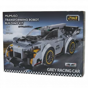 MUMUSO Transforming Robot Bausteinset mit 203 Teilen aus ABS/TPR, dunkelgraues Konstruktionsspielzeug Rennwagen.