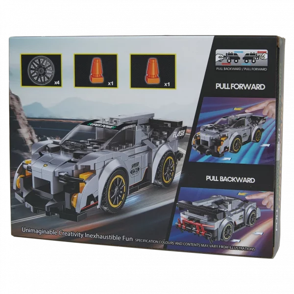 MUMUSO Transforming Robot Bausteinset mit 203 Teilen aus ABS/TPR, dunkelgraues Konstruktionsspielzeug Rennwagen.