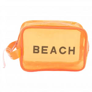 MUMUSO Kulturtasche aus transparentem PVC (Orange) – praktische Kulturtasche für Kosmetikartikel auf Reisen.