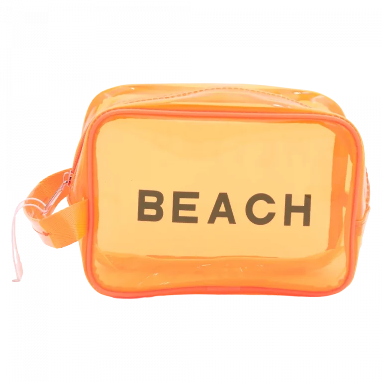 MUMUSO Kulturtasche aus transparentem PVC (Orange) – praktische Kulturtasche für Kosmetikartikel auf Reisen.