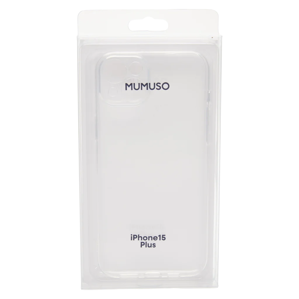 mumuso_transparente_tpu-handyhuelle_iphone15plus_klar.webp MUMUSO transparente TPU-Handyhülle für iPhone 15 Plus – kratzfeste Schutzhülle aus flexiblem Material, klarer Look.
