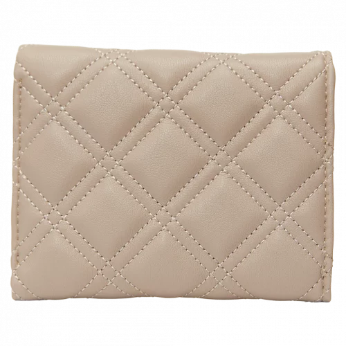 MUMUSO Tri-Fold Geldbörse aus Kunstleder mit Rautenmuster (Beige) – kompakte Damen Geldbörse mit Kartenfächern.