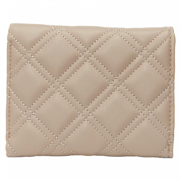 MUMUSO Tri-Fold Geldbörse aus Kunstleder mit Rautenmuster (Beige) – kompakte Damen Geldbörse mit Kartenfächern.