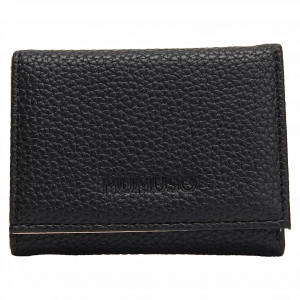 MUMUSO Tri-Fold Portemonnaie mit Lychee-Prägung in Schwarz – kompaktes Portemonnaie für Damen und Herren.