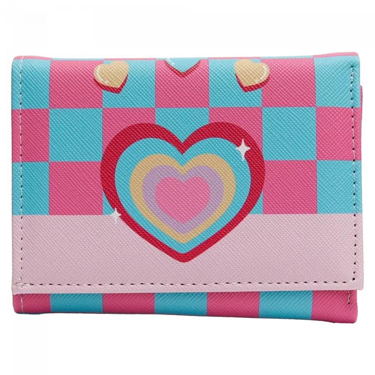 MUMUSO Trifold-Geldbörse aus Kunstleder (Rosa/Blau) mit Herz – kompakte Geldbörse für Kinder und Jugendliche.