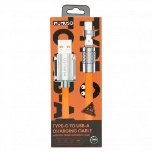 MUMUSO Type-C auf USB-A Ladekabel mit 180-Grad drehbarem Stecker, orange, aus ABS – flexibles Handyzubehör für schnelles Laden.