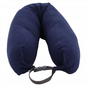 MUMUSO Nackenkissen U-förmig mit Baumwollbezug und Polyesterfüllung, Navy Blau – komfortables Nackenkissen für Reisen.