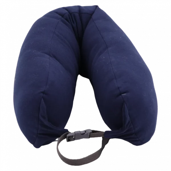 MUMUSO Nackenkissen U-förmig mit Baumwollbezug und Polyesterfüllung, Navy Blau – komfortables Nackenkissen für Reisen.