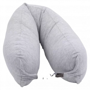 MUMUSO U-förmiges Nackenkissen für Erwachsene aus Baumwollmischung (Grau) – ergonomisches Nackenkissen für unterwegs.