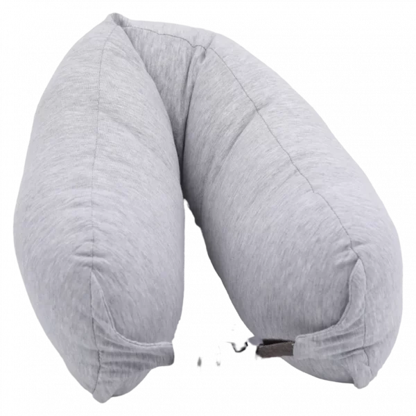 MUMUSO U-förmiges Nackenkissen für Erwachsene aus Baumwollmischung (Grau) – ergonomisches Nackenkissen für unterwegs.