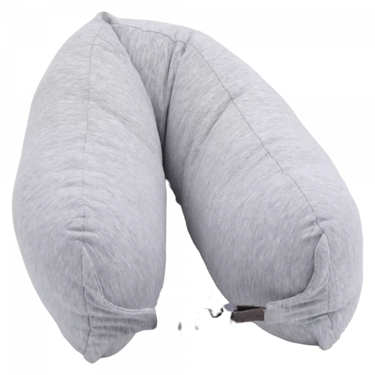 MUMUSO U-förmiges Nackenkissen für Erwachsene aus Baumwollmischung (Grau) – ergonomisches Nackenkissen für unterwegs.