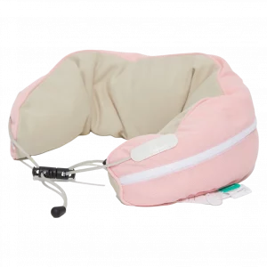 MUMUSO U-förmiges Nackenkissen aus Polyester mit Polystyrolperlen-Füllung (Rosa) – hochwertiges Reisekissen für Nackenstütze.