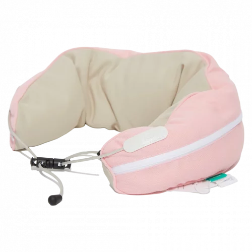 MUMUSO U-förmiges Nackenkissen aus Polyester mit Polystyrolperlen-Füllung (Rosa) – hochwertiges Reisekissen für Nackenstütze.